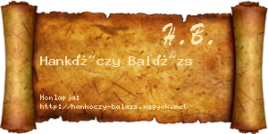 Hankóczy Balázs névjegykártya